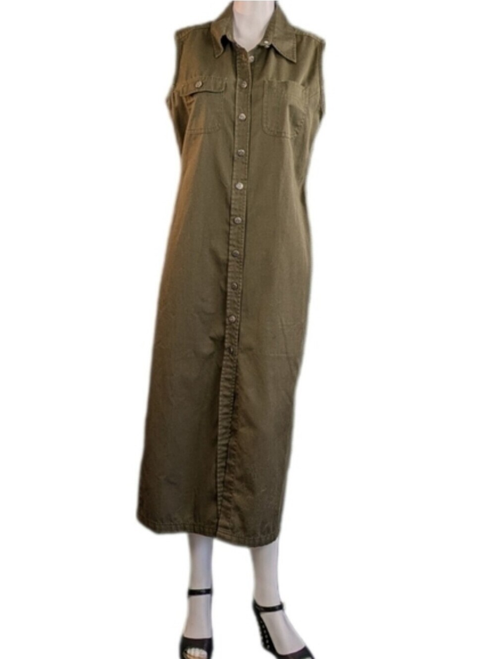 Karen Scott Sleeveless Olive Green Khaki Dress
